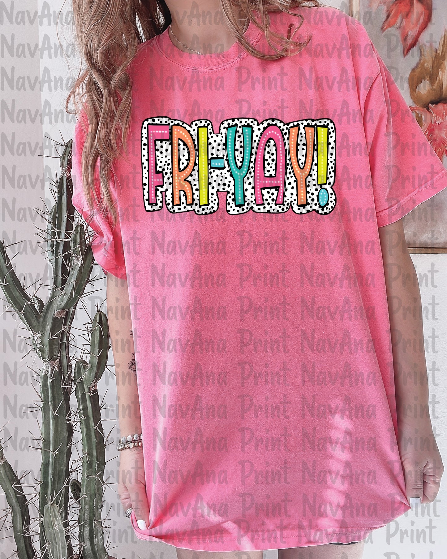 Fri-Yay Bright Colorful, Dalmatian, Dotted DTF Transfer