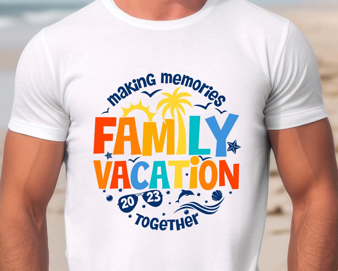 Family Vacation 2023, Vacation, Cruise Ship, Family Colored Lettering DTF Transfer