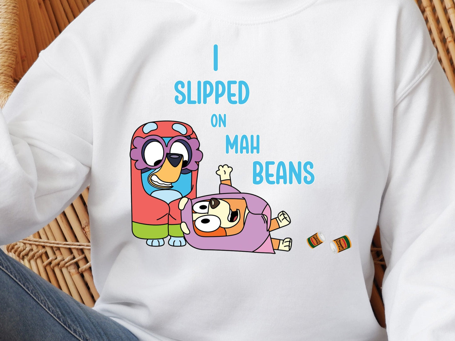 I Slipped On Mah Beans Bluey and Bingo DTF Transfer