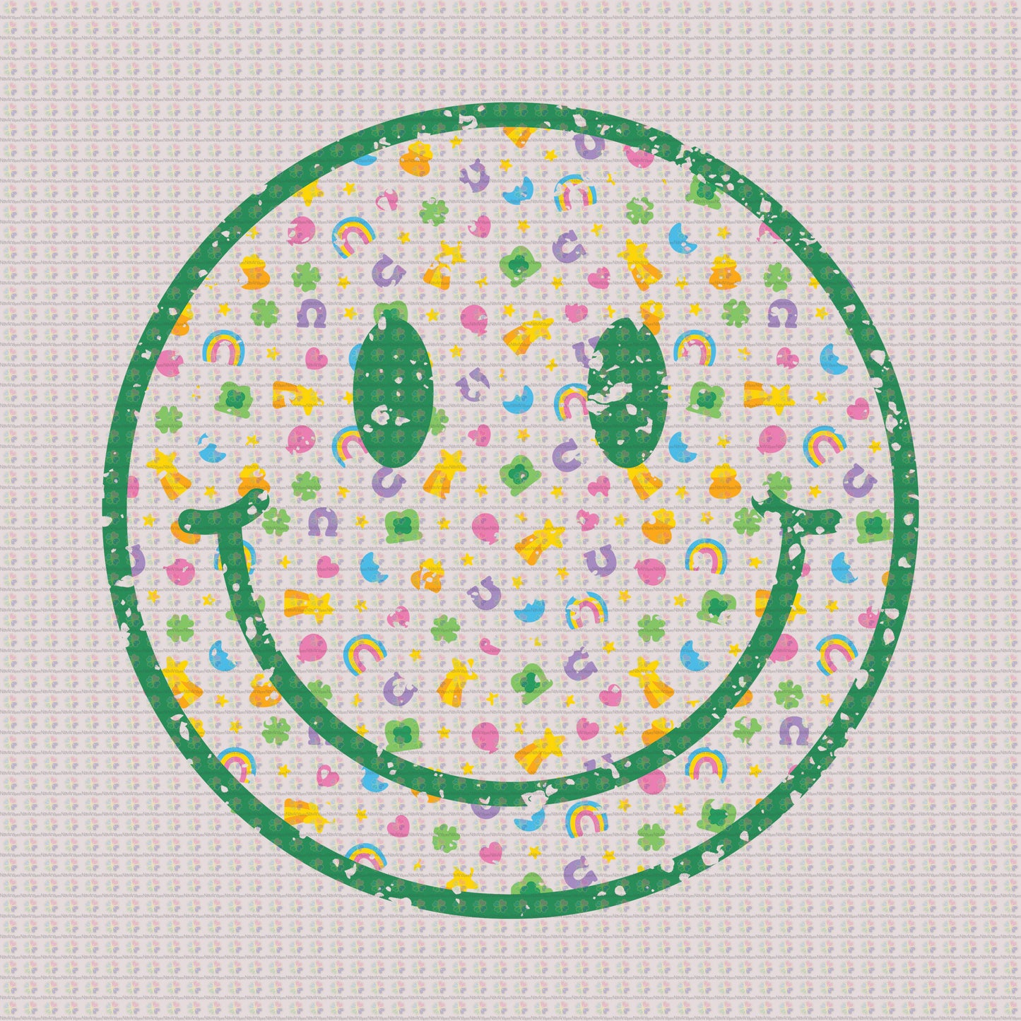 Lucky Charm Happy Face Distressed