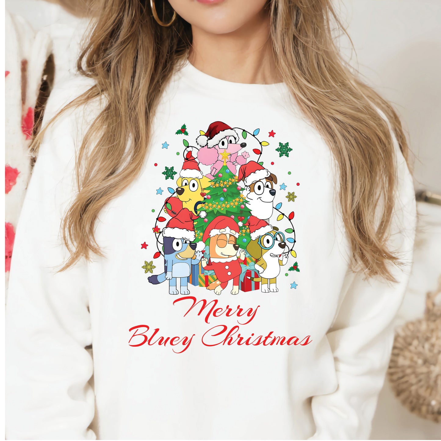 Merry Blue Dog and Friends Christmas DTF Transfer
