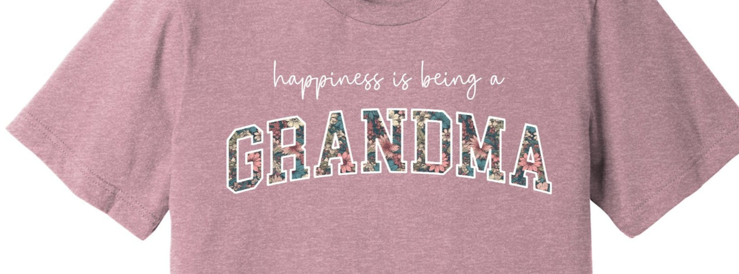Happiness is being a Grandma, Vintage Flowers, Grandma, Floral, Vintage Grandma DTF Transfer Design
