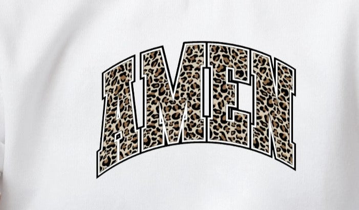 Amen, Religious Quote, Leopard Print, Christian, Religion, Faith DTF Transfer