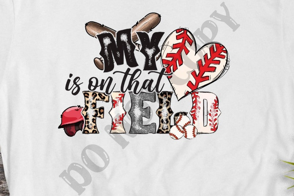 My Heart is on that Field, Baseball Season, Baseball, Heart, Leopard Print, DTF Transfer