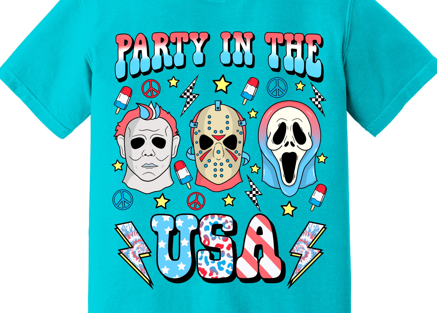Party In the USA, Retro Horror 4TH Of Horror DTF Transfer