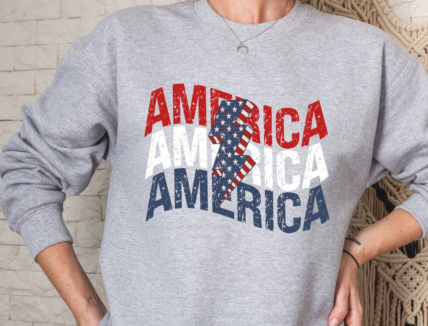 Retro America Flag Lightning Bolt DTF Transfer