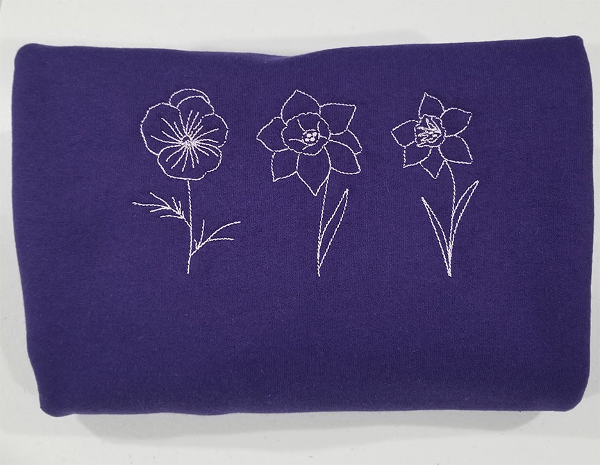 Custom Personalized Embroidered Birth Flower Sweatshirts, Mother's Day Aunt Grandma Birthday Anniversary Gifts