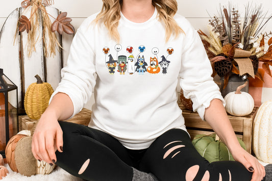 Halloween Blue Characters with Balloons DTF Transfer