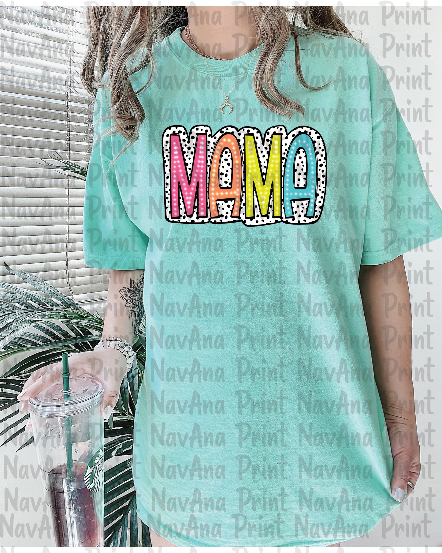 Mama Bright Colorful, Dalmatian, Dotted DTF Transfer