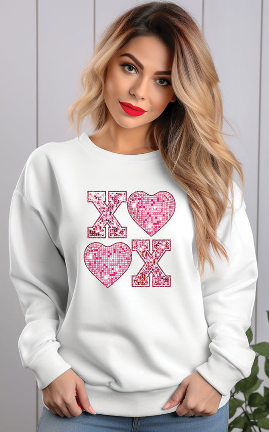 Faux Glitter XOXO Disco Hearts