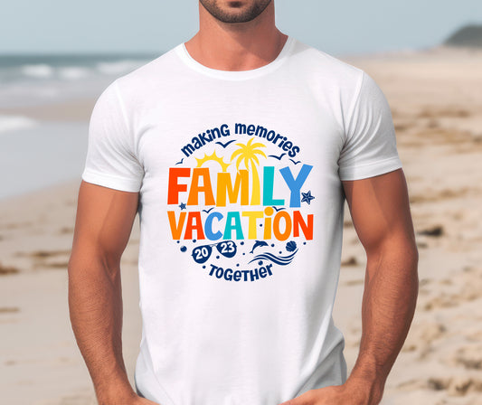 Family Vacation 2023, Vacation, Cruise Ship, Family Colored Lettering DTF Transfer