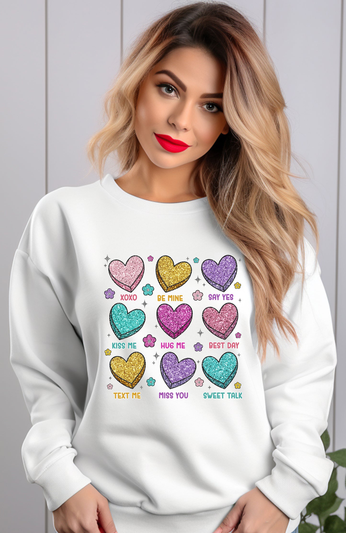 Faux Glitter Conversation Hearts