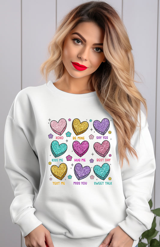 Faux Glitter Conversation Hearts