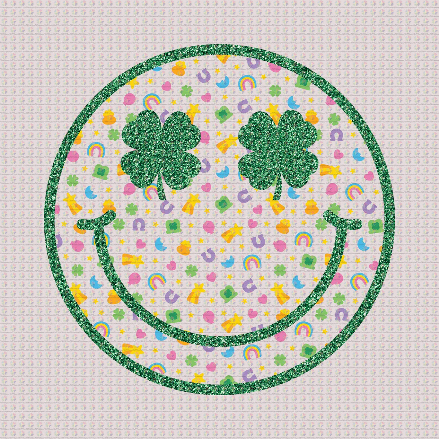 Faux Glitter Lucky Charm Four Leaf Clover