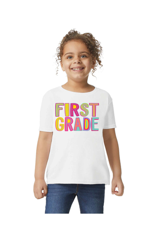 First Grade Colorful Fun Design, Back To School DTF Transfer
