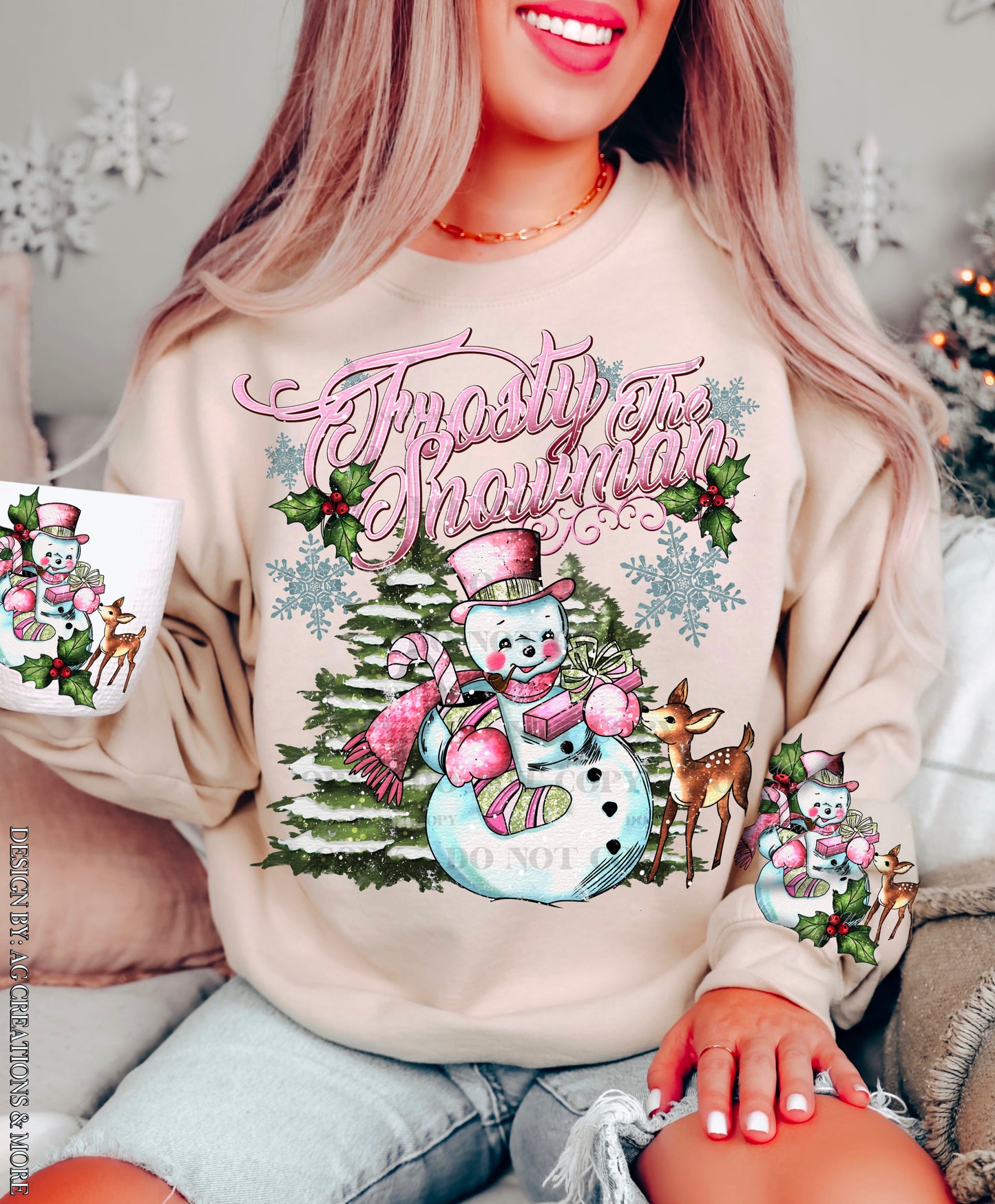 Snowman w/Sleeve option DTF Transfer