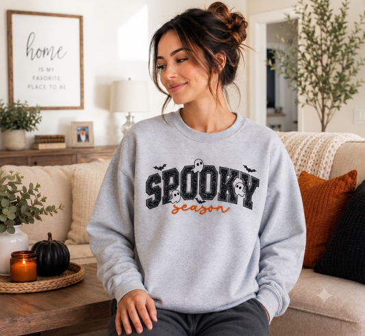 Spooky Season Glitter Embroidered Sweatshirt