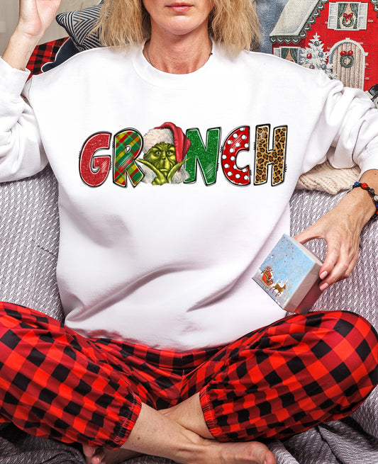 Green Guy Face Christmas Theme DTF Transfer