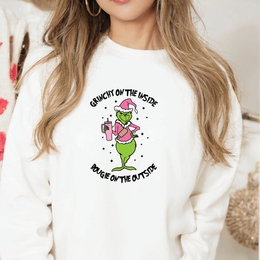 Mean Green Christmas-Bougie On The Outside DTF Transfer