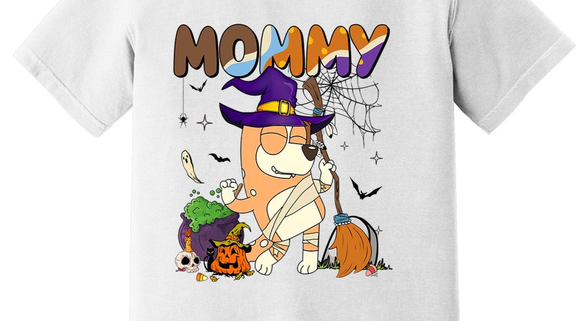 Halloween Blue Dog Mom, Halloween DTF Transfer