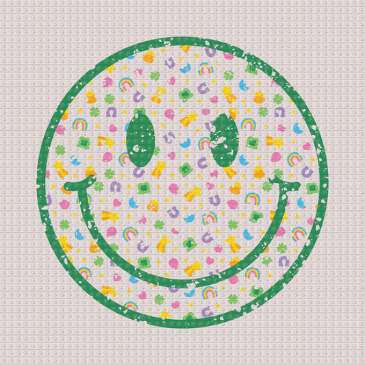Lucky Charm Happy Face Distressed