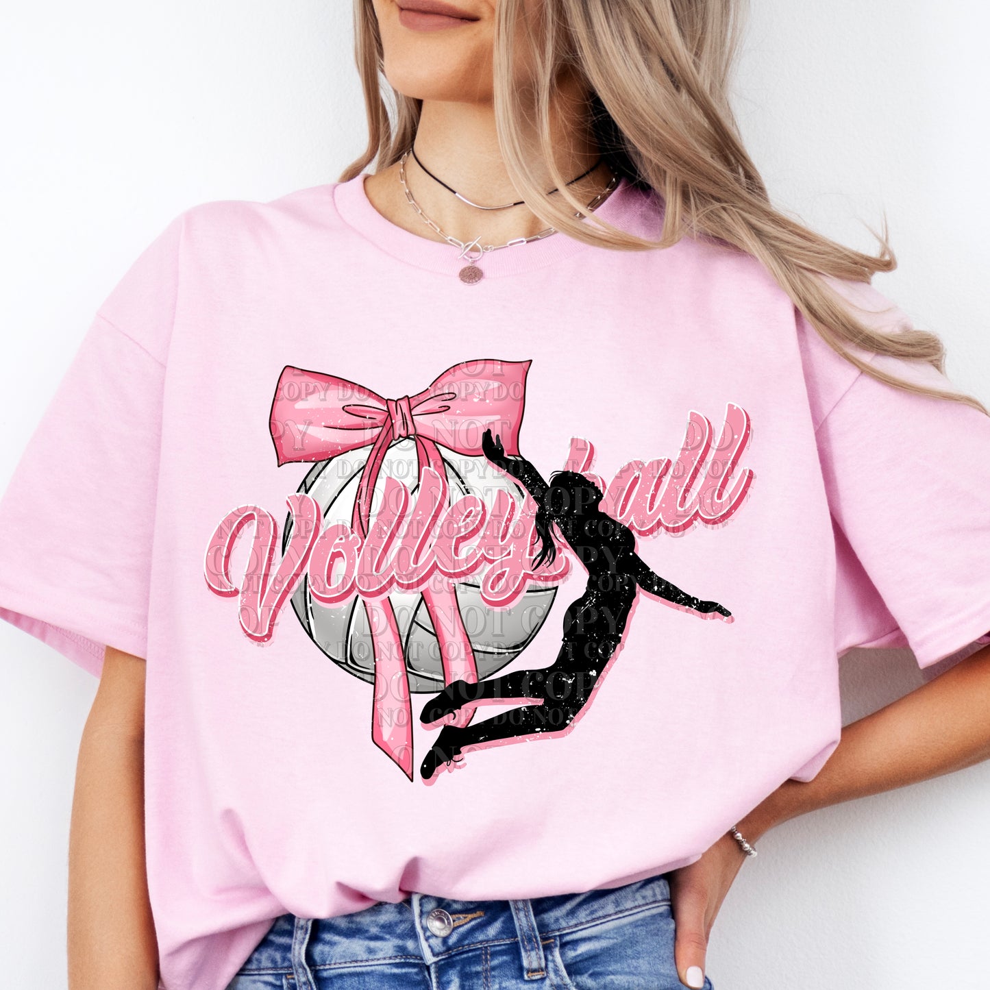 Pink Bow Volleyball DTF Transfer
