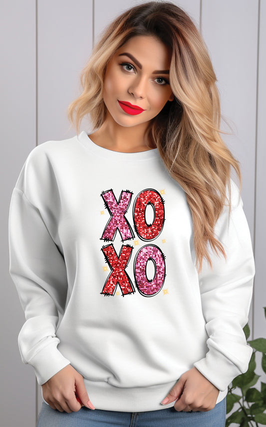 Faux Glitter Red and Pink XOXO