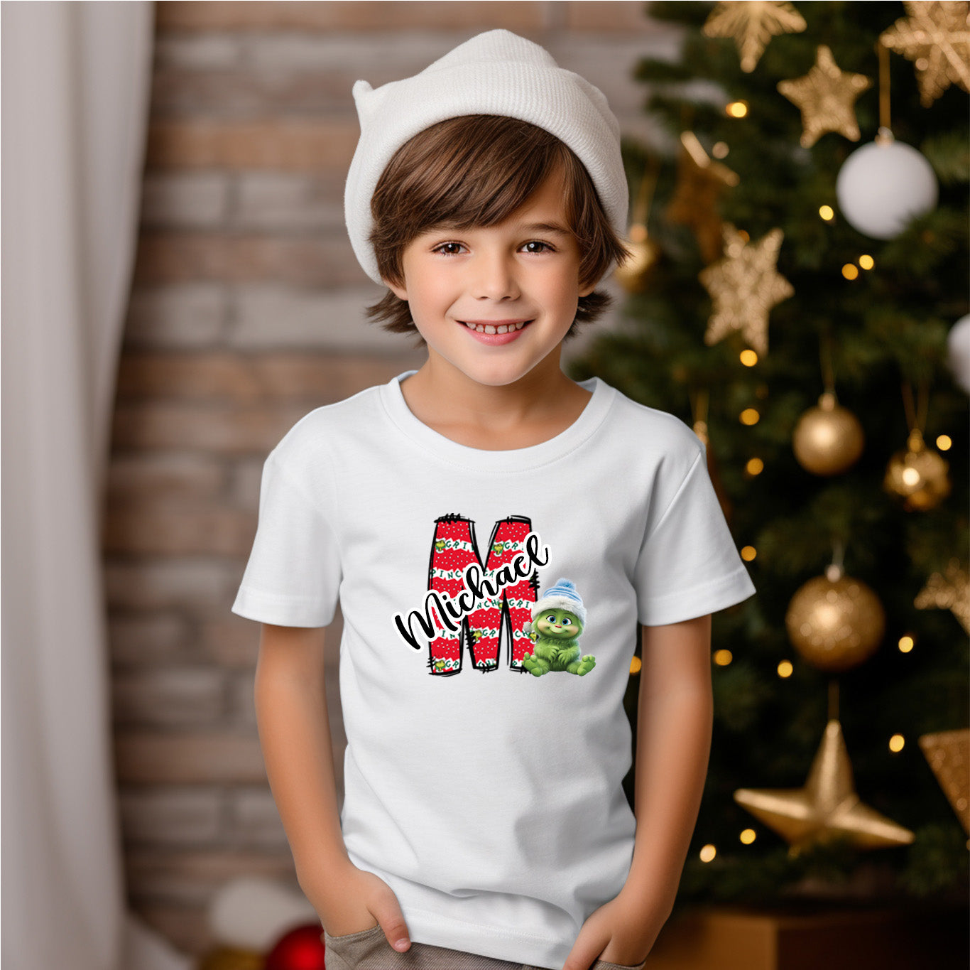 Customizable Baby Green Guy Letter and Name-Red Lettering Set Hat DTF Transfer