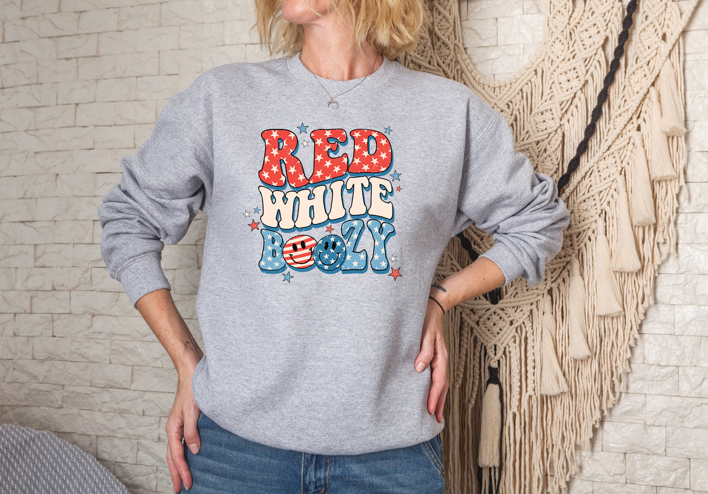 Red White Boozy Patriotic, 4th of July, Fireworks, Freedom, Funny design DTF Transfer