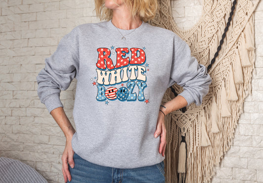 Red White Boozy Patriotic, 4th of July, Fireworks, Freedom, Funny design DTF Transfer