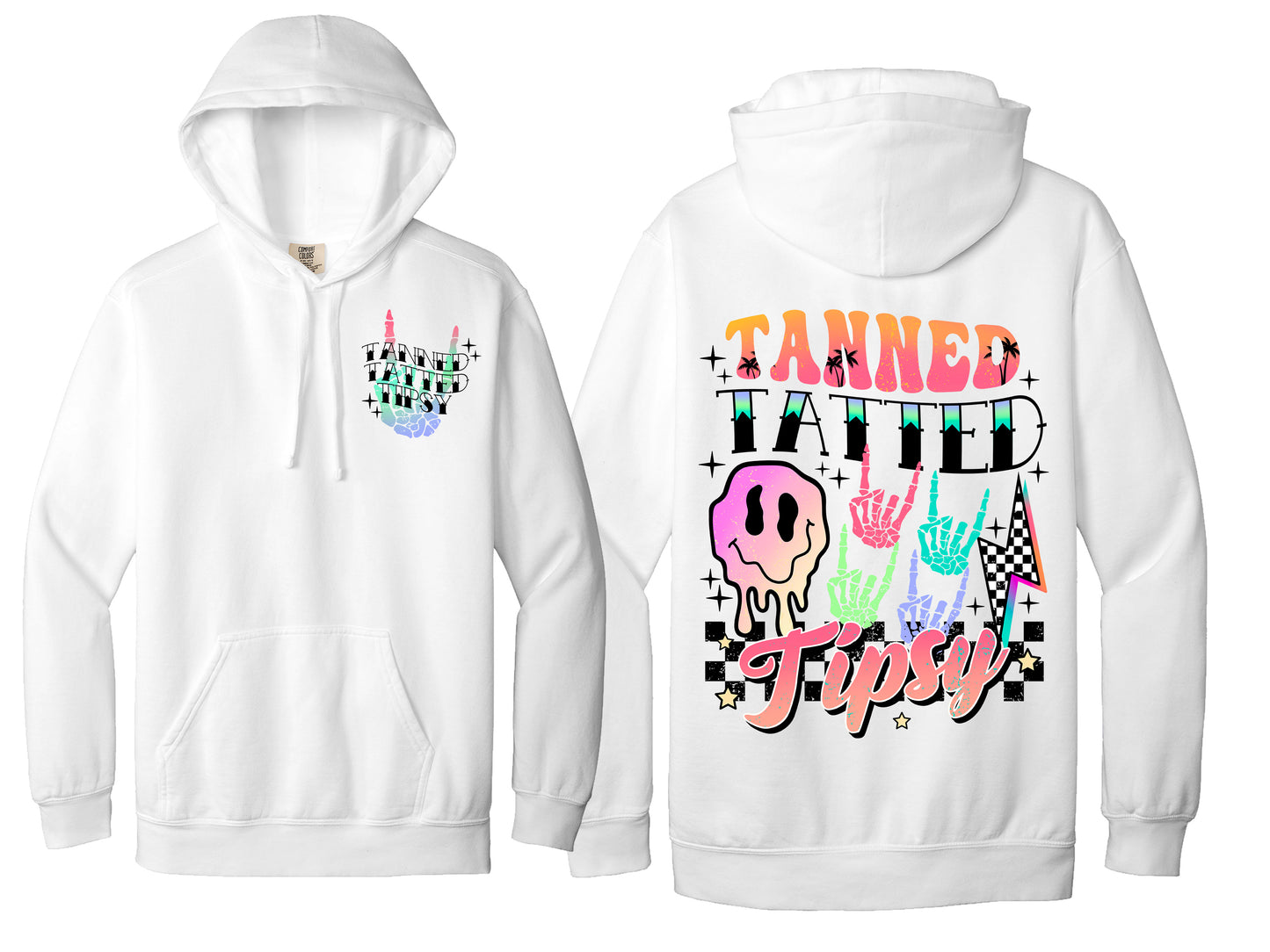 Tanned Tatted and Tipsy, Skeleton peace sign with Pocket Design DTF Transfer