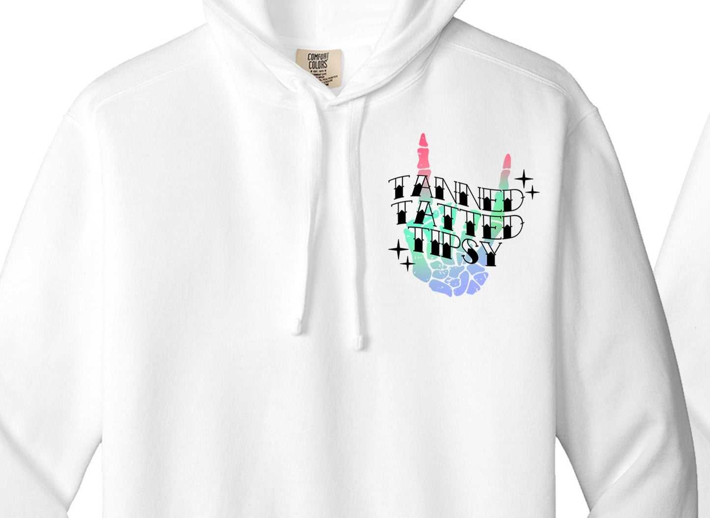 Tanned Tatted and Tipsy, Skeleton peace sign with Pocket Design DTF Transfer