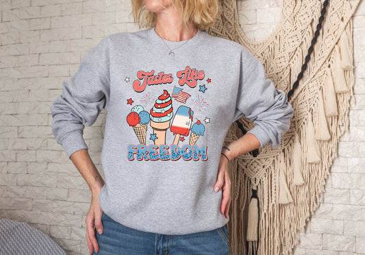 Taste Like Freedom, Patriotic, 4th of July, Fireworks, Freedom, Ice Cream, Kids, Pre-teens design DTF Transfer