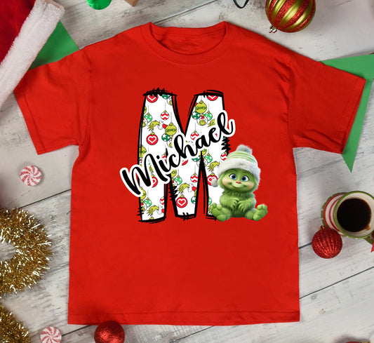 Customizable Baby Green Guy Letter and Name-White Lettering Set Hat DTF Transfer