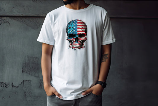 American Skull Dripping, Skull, Patriotic DTF Transfer