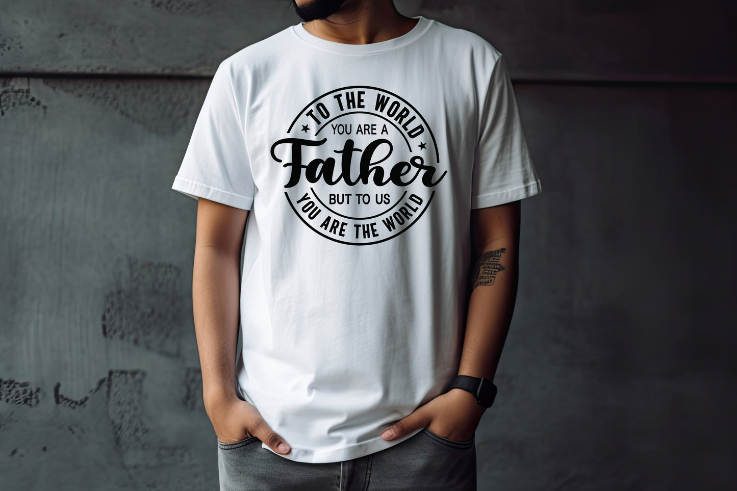 To the world you are a father but to us you are the world, Fathers Day, Dad, Dads Birthday DTF Transfer (2)