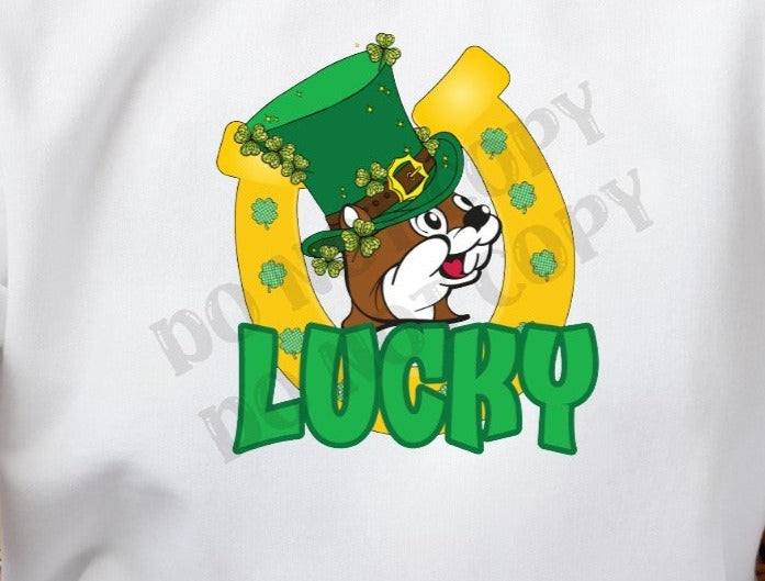 Lucky Beaver Horseshoe, Texas Beaver, Beaver, Pot Of Gold, Rainbow, Lucky, St. Patty's Day DTF Transfer