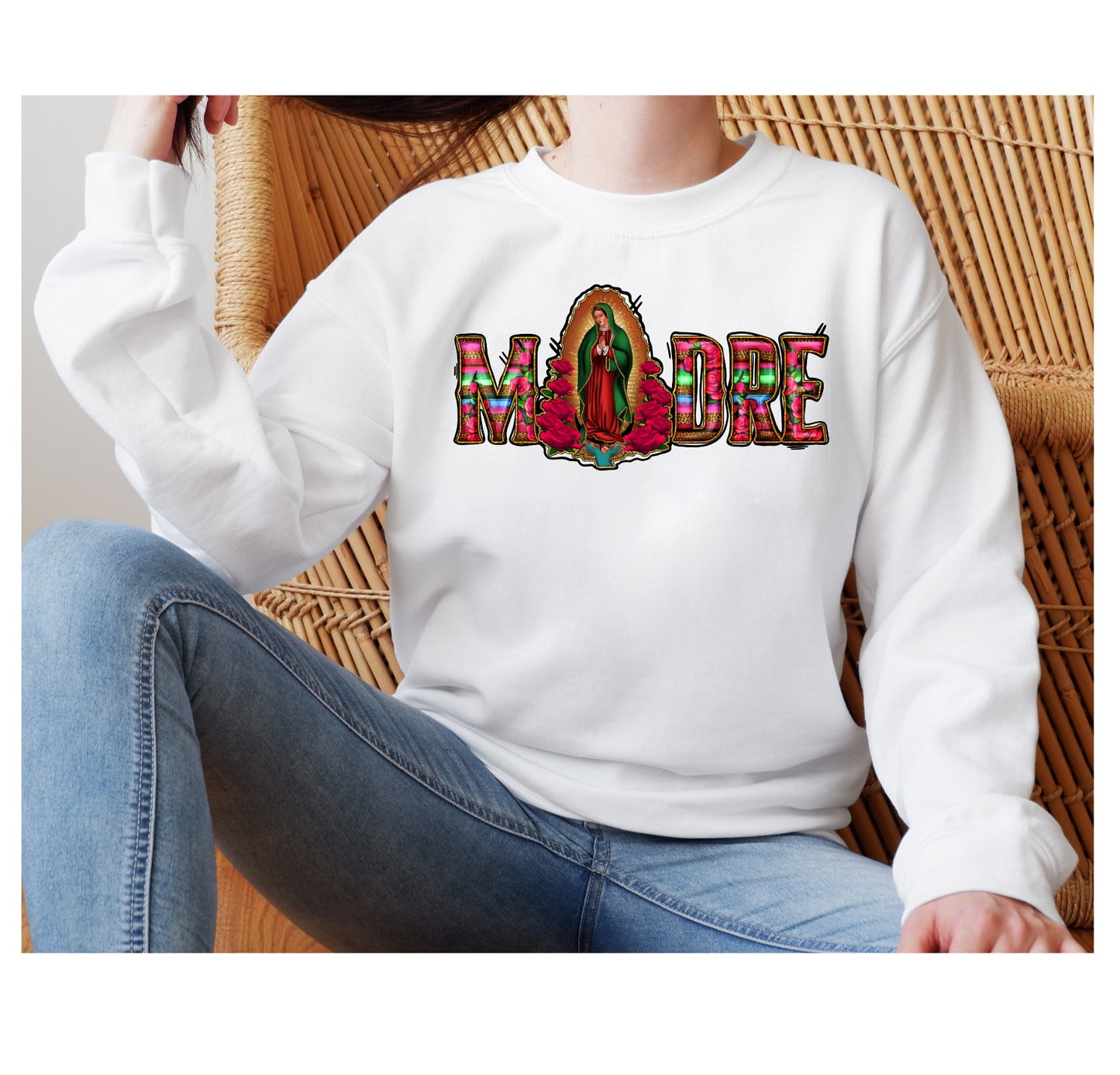 Madre with Our Lady Of Guadalupe Madre, Madre Aztec and Virgin Mary DTF Transfer
