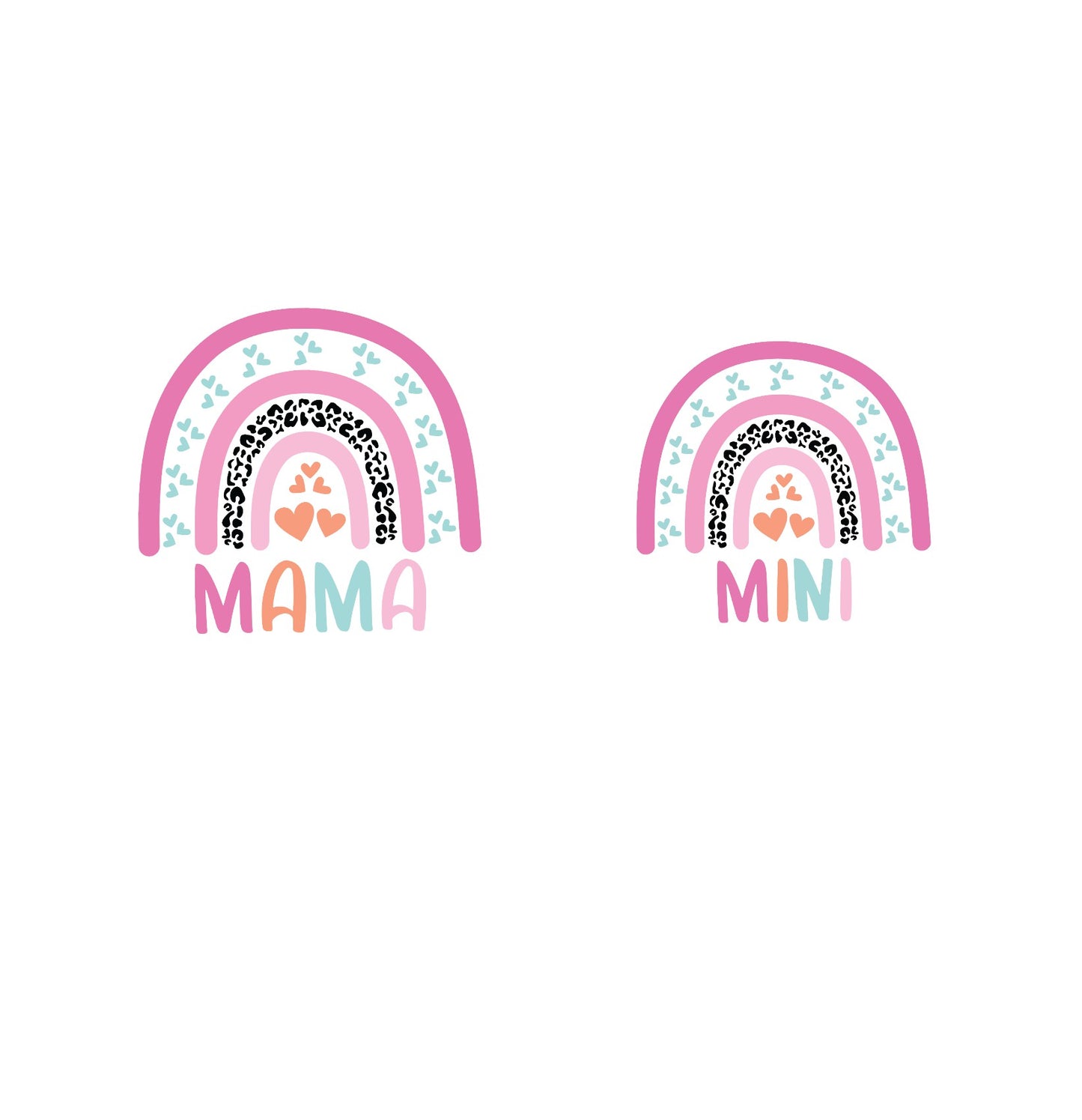 Mama and Mini Rainbow, Leopard, Hearts, Matching Shirts, Mama and Me, Mothers Day, Mama and Mini DTF Transfers