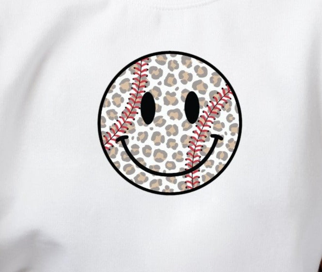 Baseball Smiley Face, Baseball Winking Face, Leopard, T-Ball Smiley Face, Smiley Face DTF Design