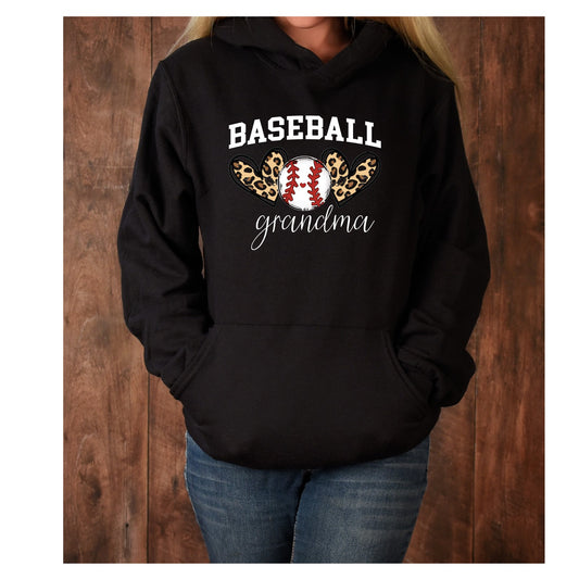 Basbeball Grandma Two Hearts Baseball, Leopard, Hearts Baseball, Grandma, Gameday DTF Transfer