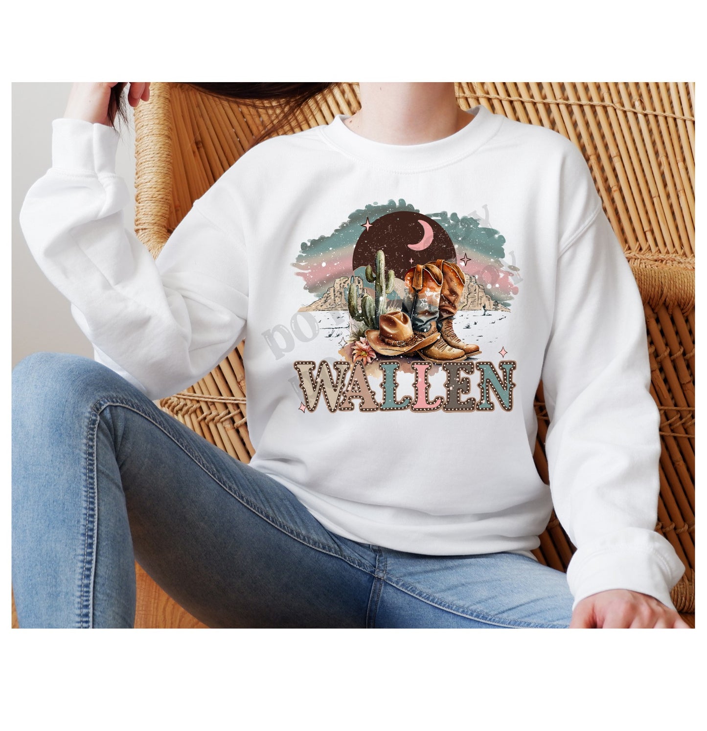 Country Singer, Western Boots, Western Hats, Cactus, Moonlight DTF Transfer
